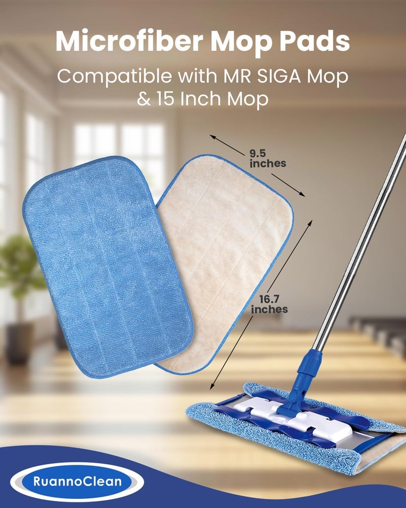 RuannoClean Microfiber Cleaning Cloth Compatible with MR.SIGA Professional Microfiber Mop, Reusable Microfiber Mop Pads Replacement for 15 Inch Cleaning Mop -Double Side Use (3 Pack) - Image 2